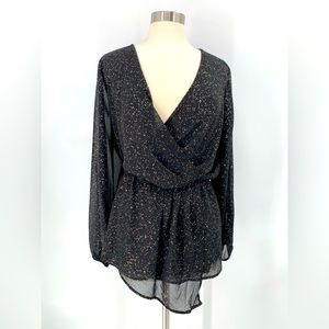 Lane Bryant - Black & Gold Peplum Top